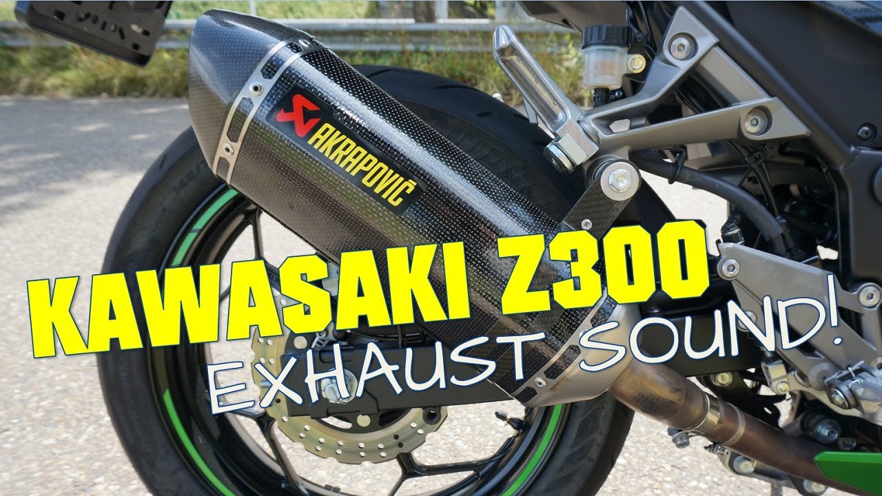 Kawasaki Z300 stock and Akrapovic exhaust sound (no dB-killer)