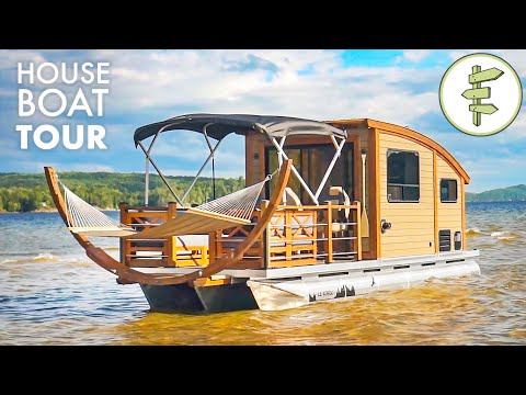 This Tiny House Boat is an INCREDIBLE Floating Off-Grid Cabin