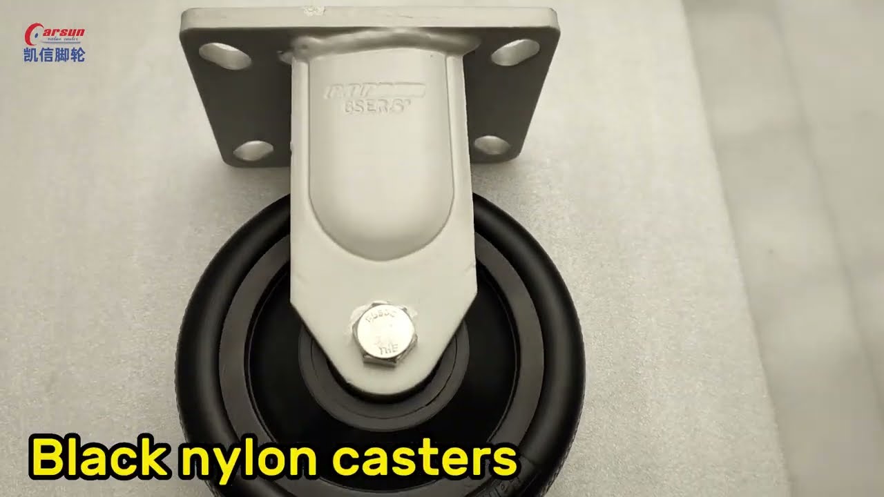 Heavy Duty Castors 6 Inch Custom Top Plate Fixed Black Nylon Caster Wheels Industrial Casters