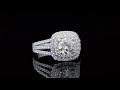 Double Halo Triple Row Shank Diamond Engagement Ring