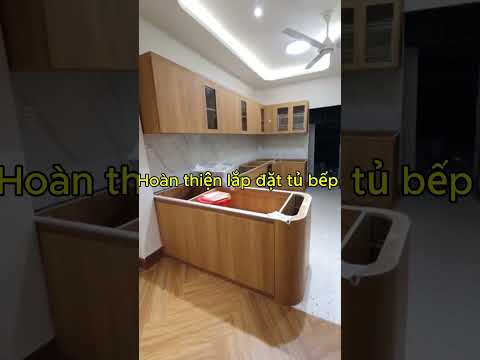 Quá trình hoàn thiện lắp đặt bộ tủ bếp nhựa đặc phủ melamin cho nhà Anh Quang - Quận 9