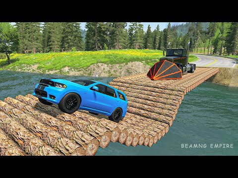Cars vs Log Bridge with Reverse Speed Bumps – BeamNG.Drive