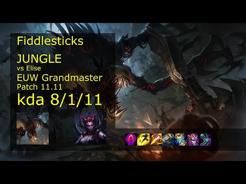 Fiddlesticks vs Elise Jungle - EUW Grandmaster 8/1/11 Patch 11.11 Gameplay