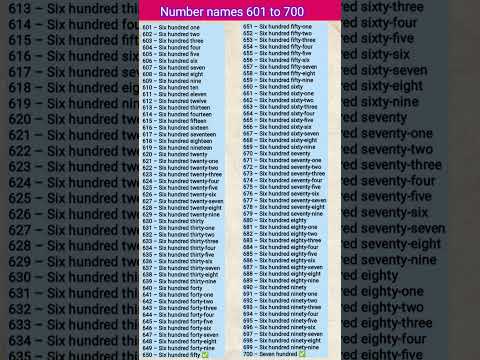 Number names 601 to 700 in english to Hundred Spelling |601 to 700 Spelling |OneCounting #timestable