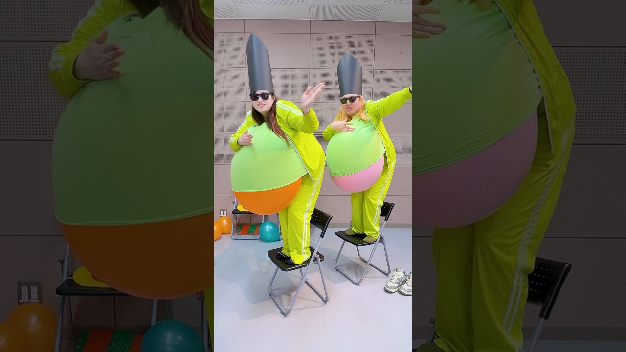 夜の踊り子 サカナクション 巨大風船服の中で膨らませて踊ってみた6 Balloon Popping Dance challenge  #夜の踊り子 #サカナクション  #Shorts