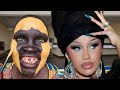 Cardi B 😳 Unbelievable Met Gala 2024 Makeup & Gele Tutorial / Fair Makeup On Dark Skin Girl 😱🔥✂️💉