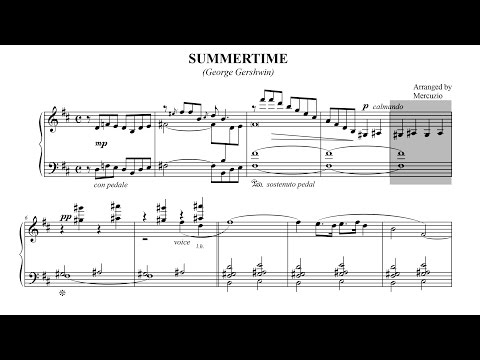 "Summertime" by Gershwin (arr. Mercuzio) FREE SHEET MUSIC P. Barton, piano