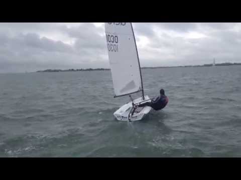 RS Aero 9 - high wind upwind, Hayling Dec14