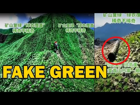 China achieves GREENING TARGETS by FAKE GREEN entire mountains