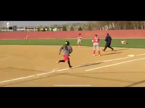 Emily Michalak robbing base hit to right