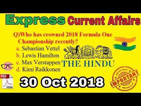 APPSC ||Daily Current Affairs 30 October 2018 || UPSC, SSC, RRB , RBI, SBI, IBPS, Railway, KVS