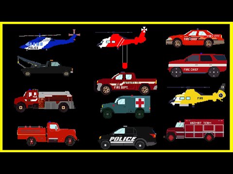Emergency Vehicles 3 – Police Helicopter, Fire Helicopter, Military Ambulance | Videos for Kids