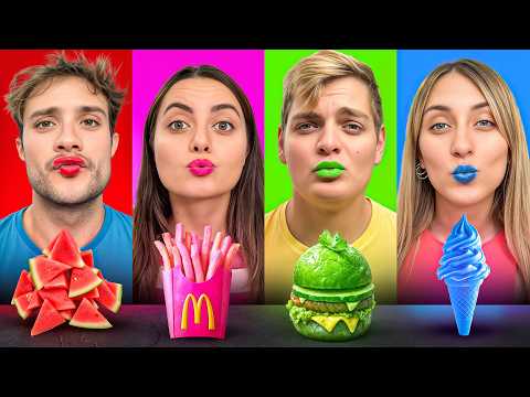 MANGIAMO SOLO CIBO DEL COLORE DEL NOSTRO ROSSETTO PER 24 ORE CON I NOSTRI AMICI! 💄