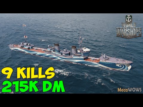 World of WarShips | Kamikaze R | 9 KILLS | 215K Damage - Replay Gameplay 4K 60 fps
