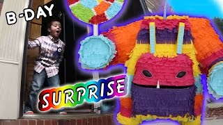 Painyatta Surprises Mike on his 6th Birthday (Real Life Piñata Monster) Skylanders Trap Team Party