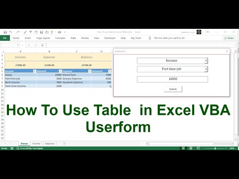 How To Use Table In Excel VBA