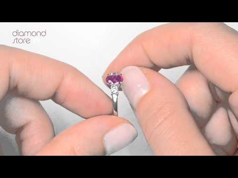 N4313Y - Ruby 6 x 4mm And Diamond 18K White Gold Ring