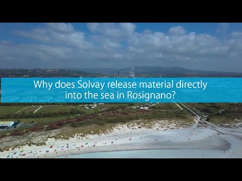 Why does Solvay release material directly into the sea in Rosignano?