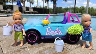 Download lagu Car Wash ! Elsa & Anna toddlers - Barbie dolls mp3