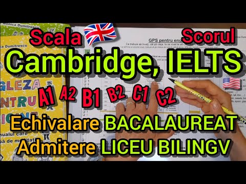 Lecţia # 327 – Scala Cambridge 🇬🇧, IELTS, nivelurile de engleză A1-C2, Bac, admitere liceu bilingv