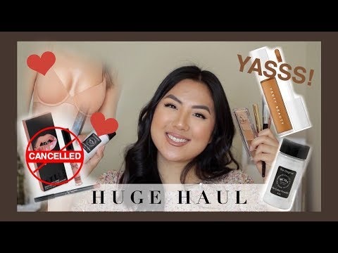 NEW MAKEUP & BRA HAUL & TRY ON: FENTY CONCEALER, VICTORIA'S SECRET, KYLIE COSMETICS | INMYSEAMS
