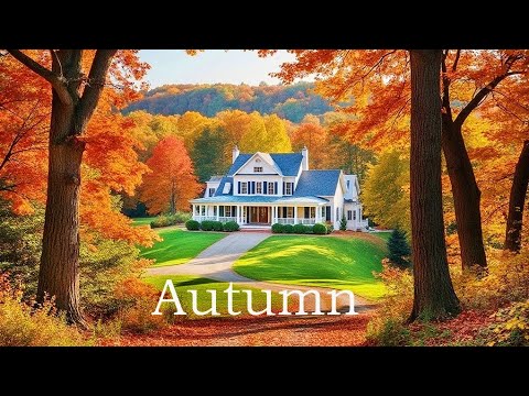 Beautiful Autumn Colors in Countryside 4K Ambient Fall Foliage and Cozy Homes