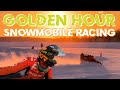 Snowmobile Racing Durning GOLDEN HOUR