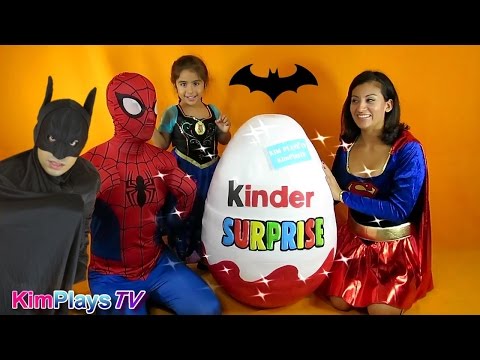 Spiderman vs Batman vs Supergirl vs The Worlds Biggest Kinder Egg opened vs Princess Elsa Video