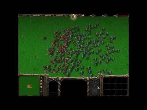 100 Footman Vs 100 Grunt (100 vs 100 Footage) (Warcraft 3)
