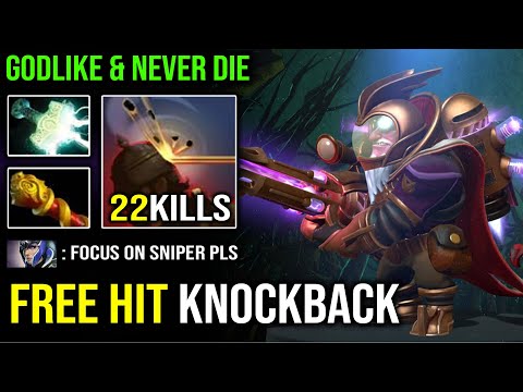Just Stand & Knockback Enemy | 100% Free Hit Solo Mid Sniper with Godlike No Death DotA 2