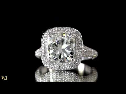 CUSHION CUT DOUBLE HALO PAVE SPLIT SHANK DIAMOND RING BY WONDER JEWELERS