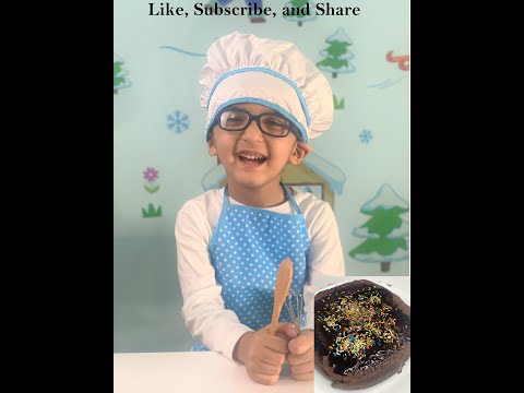Four year old Baking Chocolate Cake with Full Recipe by Aliyaan and Izhan