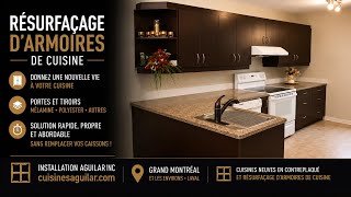 Resurfaçage d’armoires de cuisine | Avant / Après | Installation Aguilar Inc. | 