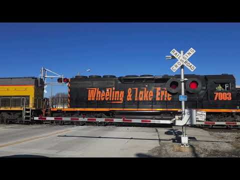 W&LE 7003 Leads Local East | Main St. (US-68) Railroad Crossing, Dunkirk, OH