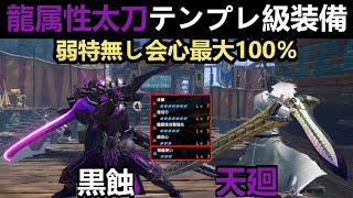 【モンハンサンブレイク】見た目最強のゴア太刀とシャガルの龍属性太刀テンプレ装備３選‼弱特無し構成で会心最大100％と快適高火力‼