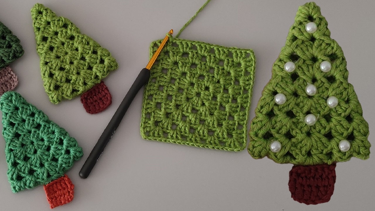🎄 Crochet Christmas Tree Ornament: Adorable Granny Square Hack (Easy!)