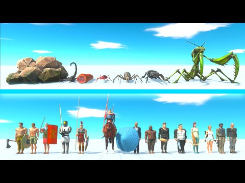 GIANT INVERTEBRATES Team vs ALL HUMANS Team - Animal Revolt Battle Simulator ARBS