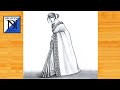 How To Draw A Girl In Saree Easy Tutorial Pencil Sketch For Beginner Girl Drawing Drawing