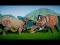 Triceratops vs Sinoceratops Herd Fighting Over Territory - Jurassic World Evolution Dinosaurs Battle