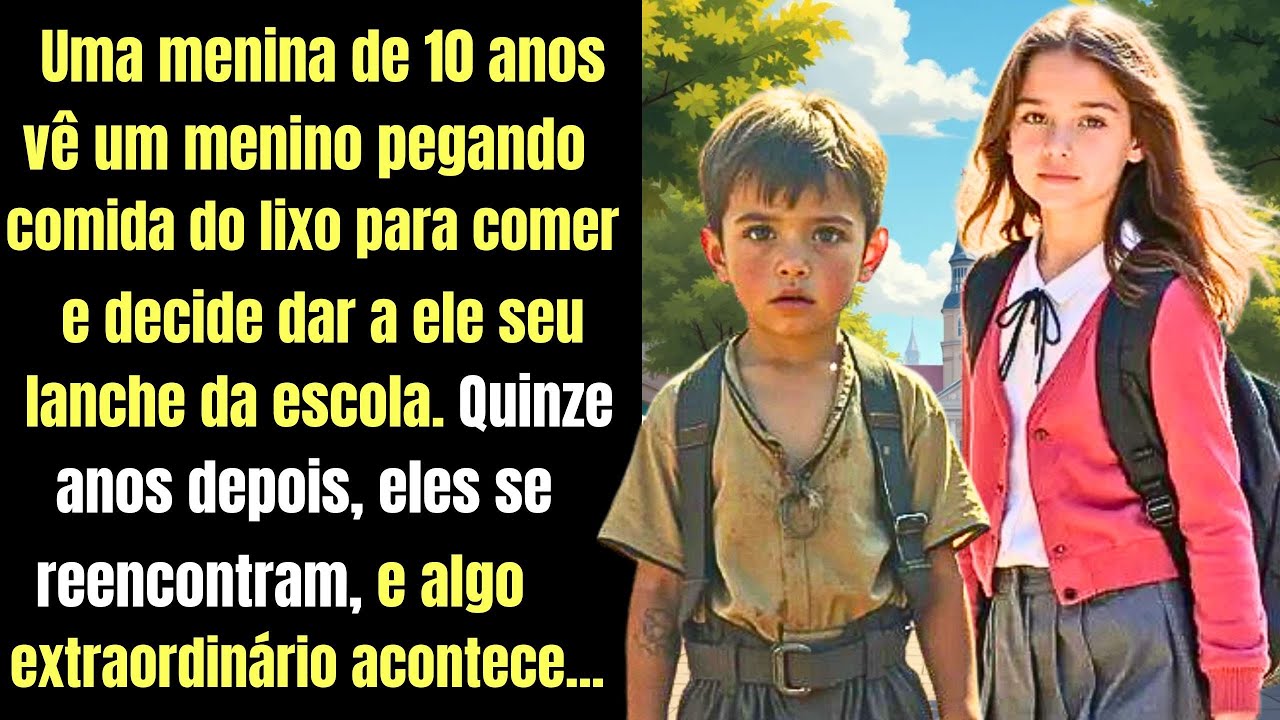 Uma menina de 10 anos vê um menino pegando comida do lixo para comer e decide dar a ele seu...