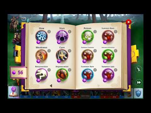 Magic war kingdom many battles on stage 5,lots of enemies,using tocsaineach as heroes w poison magic