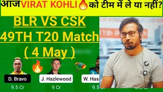 BLR vs CSK  Team II BLR vs CSK Team Prediction II IPL 2022 II blr vs csk