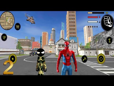 Us Army Spider Stickman Rope Hero Killing The Gangster #2 - Android Gameplay
