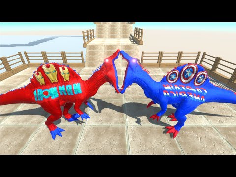 IRON MAN SPINOSAURUS DEATH FALL V2 - Animal Revolt Battle Simulator