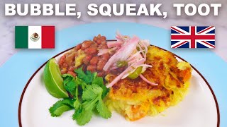 British bubble & squeak with spicy Latin beans