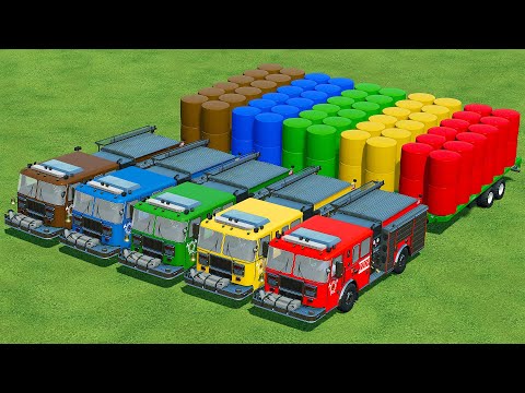 MAKE AND TRANSPORT BALES WITH FIRE TRUCKS & FENDT HARVESTERS - Farming Simulator 22