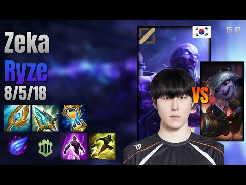 Zeka Mid Ryze vs Tristana lol KR solo rank Full Game 15.17 | 제카 라이즈 vs 트리스타나