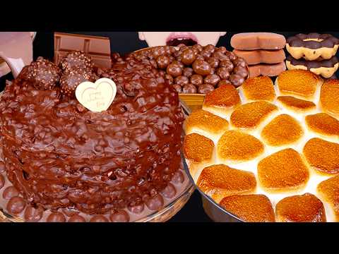 ASMR FERRERO ROCHER CHOCOLATE CAKE S'MORES DIP ICE CREAM NUTELLA DESSERT MUKBANG 먹방咀嚼音 EATING SOUNDS