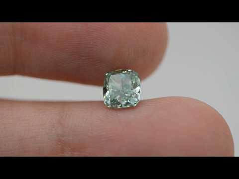 8CU139W216- Cushion Cut 1.29 Carat Fancy Vivid Green VS2 Natural Loose Diamond