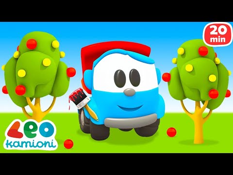 Mëso ngjyrat, kafshët dhe makinat në shqip me Leo kamioni. Filma vizatimorë për fëmijë